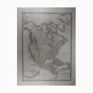 Antica Mappa del Nord America 1838 Prima edizione originale di Pierre M. Lapie Map