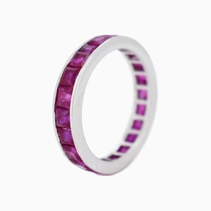Vintage Eternity Wedding Ring in White Gold and Natural Rubies, 1990s