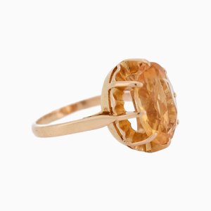 Anillo vintage de oro y citrino, años 80
