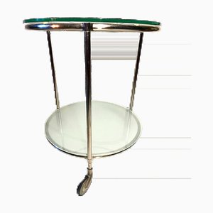 Minimalist Rolling Round Two Tiered Bar Cart by Ehlen Johansson, Circa 1970