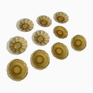 Mid-Century Modern Amber Glass Dessert Plates- Set of 10