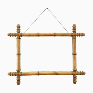 Espejo pequeño de imitación de bambú de finales del siglo XIX con cadena decorativa