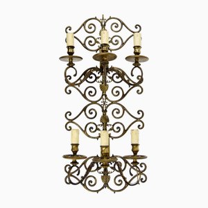 Large Early 20th Century Brass Wall Lamp