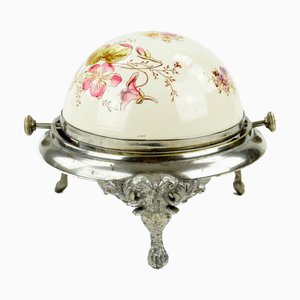 Kaviarschale im Jugendstil, frühes 20. Jh. mit gewölbtem Keramikdeckel