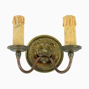 Lámpara de pared con forma de león de bronce estilo Imperio de principios del siglo XX