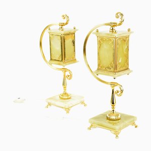 Mid-Century Onyx Table Lamps, Set of 2