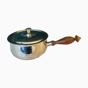 Stainless Steel & Wood Fondue Set by Jean Couzon for Sarreguemines France, 1960s, Set of 12