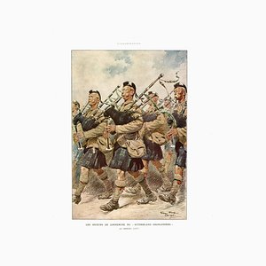 1914-18 the Great War the Sutherland Highland Pipers Les Joueurs De Cornemuse (Cornemuse) Print par Georges Scott
