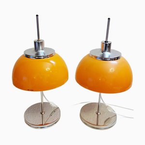 Orange Faro Table Lamps by Guzzini for Meblo, Former Yugoslavia, 1970s, Set of 2