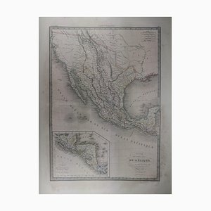 Mappa dell'America e del Messico Prima edizione originale del 1838 di Pierre M. Lapie Map
