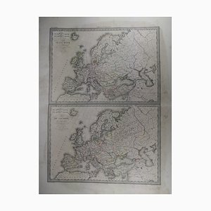 Antiche mappe dell'Europa nel IX e XVI secolo raffiguranti gli imperi di Carlo Magno e Carlo Quinto il V.