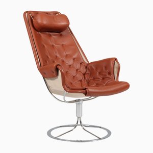 Jetson Lounge Chair with Tan Leather attributed to Bruno Mathsson for Dux, 2000s