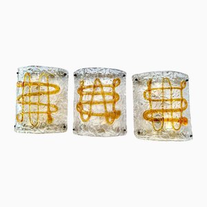 Wall Lighting Bicolore Glass Murano 3 Units attributed to Mazzega, Italy, 1970s, Set of 3