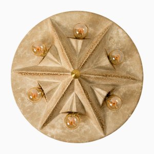 Ceramic Star Beige Flush Mount, Germany, 1970s