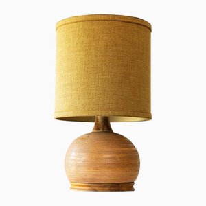 Lámpara de mesa de cerámica marrón y nogal de R. Houben, 1970