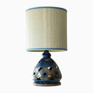 Large Walnut and Ceramic Table Lamp by R. Houben, 1970