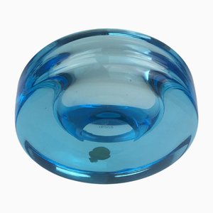Cuenco o cenicero Prototype de vidrio soplado en azul de Per Lütken para Holmegaard, años 60
