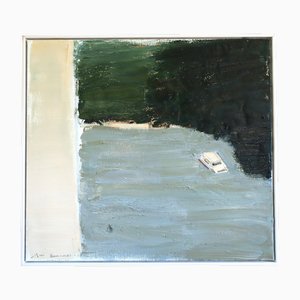 El barco blanco, pintura al óleo, enmarcado