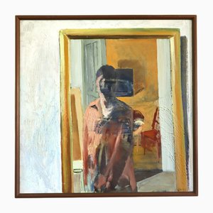 Ce que le miroir a vu, peinture à l'huile, encadré
