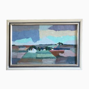 El cielo cambiante, pintura al óleo, enmarcado