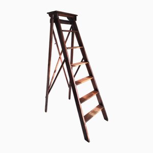 Grande Echelle de Bibliothèque Vintage en Bois, Italie