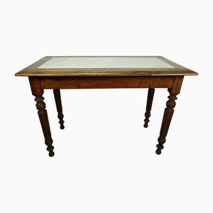 Tavolo da bistrò in quercia e marmo