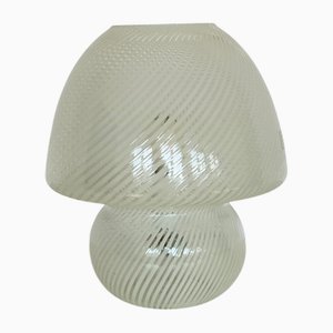 Lámpara en forma de hongo Fettuccine de cristal de Murano blanco, años 80