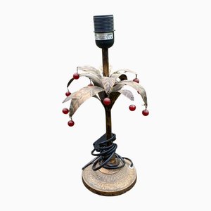 Hollywood Regency Metal Palm Tree Table Lamp, 1960s