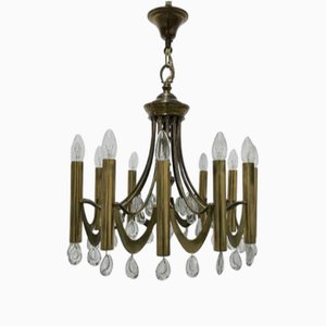 Brass Chandelier attributed to Gaetano Sciolari, 1960s