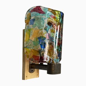 Bunte italienische Mid-Century Wandlampe aus Glas, Venini zugeschrieben, 1950er
