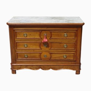 Antique Chest of Drawers with White Marble Top, 1950s