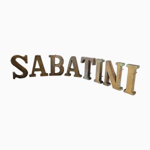 Insegna da ristorante Sabatini in ottone, Italia, anni '60, set di 8