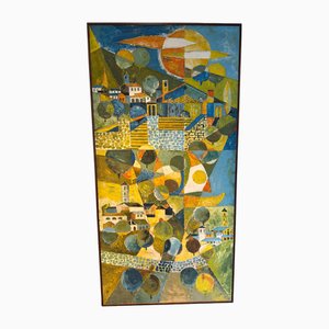 Paesaggio astratto, 1975, Dipinto ad olio su tavola