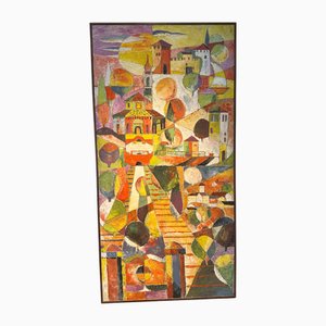 Paisaje abstracto, 1975, Pintura al óleo sobre tabla