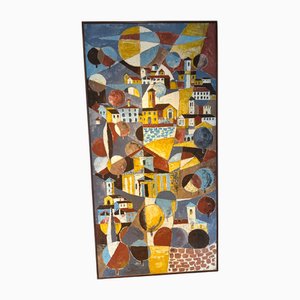 Paesaggio astratto, 1975, Dipinto ad olio su tavola