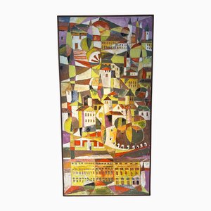 Paesaggio astratto, 1975, Dipinto ad olio su tavola