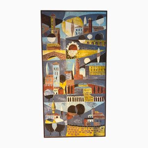 Paesaggio astratto, 1975, Dipinto ad olio su tavola