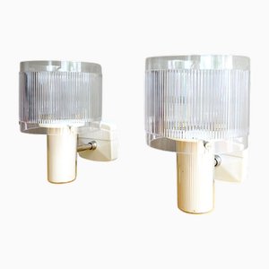 Mid-Century Modern Portuguese Acrylic Wall Sconce Light Lamps, 1990s, Set of 2