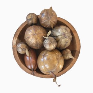 Sculture di frutta vintage in ottone, Italia, anni '60, set di 8