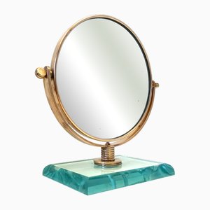 Miroir de courtoisie en Laiton et Verre attribué à Gio Ponti pour Fontana Arte, Italie, 1940s