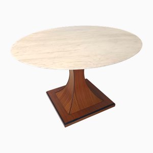 Tavolo da pranzo con ripiano in marmo rosa, Portogallo, nello stile di Carlo De Carli, anni '60