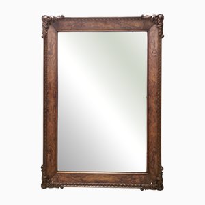 Vintage Rectangular Wall Mirror in Beech and Walnut Frame, Italy, 1940s