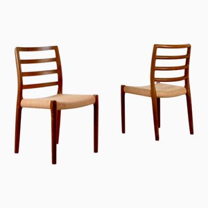 Dänische 85 Esszimmerstühle aus Teak & Wolle von Niels Otto Møller, 1960er, 2er Set