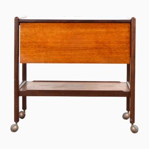 Carrito de bebidas plegable Mid-Century moderno de teca, años 60
