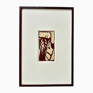 Christian Rohlfs, Mann mit spitzer Nase, 1921, Color Woodcut, Signed, Provenance Paul Vogt, Essen