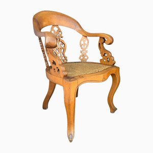 Regency Oak Library Chair with Pierced Decorative Rear & Sides Fitted with Caned Seat from Jaggards House Grade II Home
