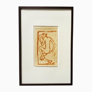 Christian Rohlfs, Zwei Tanzende, 1913/25, Color Woodcut, Provenance Paul Vogt, Essen