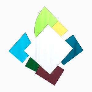 Asymmetrical Colored Mirror in the style of Ettore Sottsass, 1980ss
