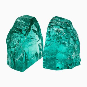 Glas Buchstützen von Max Ingrand für Fontana Arte, 1977, 2er Set