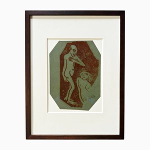 Christian Rohlfs, Verliebt, 1912, Farblinolschnitt, Signed, Prov. Paul Vogt, Essen, Galerie Thomas München